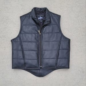 AnAum Geniune Leather Quilted Vest Womens Sz M